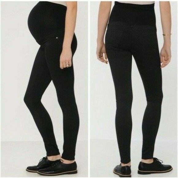 Ag Adriano Goldschmied Denim - AG Adriano Goldschmied Black Maternity Sateen Skinny Jeans
